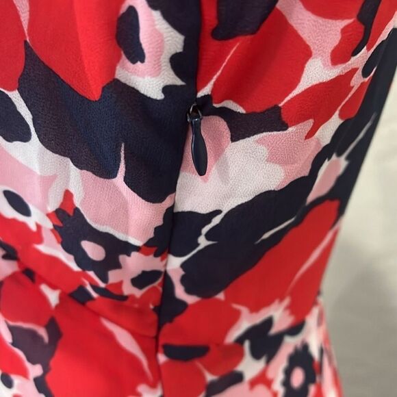 Michael Kors V-Neck Floral Dress Short Sleeve Pockets Pink Red Blue Size 4 NWT - Picture 6 of 16